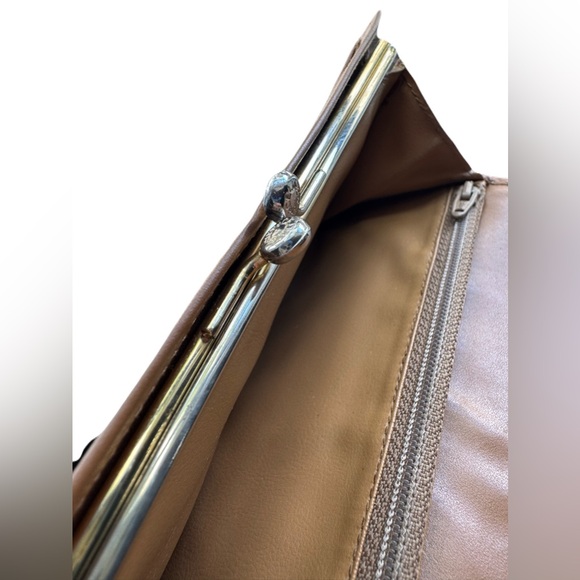 Celine Monogram Leather Long Wallet PVC W/ Kiss Lock And Gold Accents - Picture 15 of 16